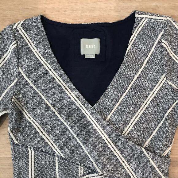 Anthropologie Maeve Striped V-neck Faux Wrap Dress - Picture 3 of 6